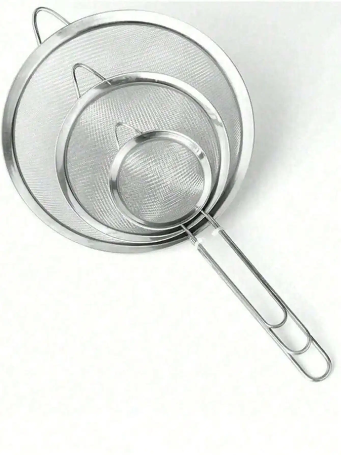 1pc/3pcs Fine Mesh Strainer, Stainless Steel Sieve Ladle, Multifunctional Kitchen Tool For Filtering Flour, Tea, Frying Oil, Coffee Powder, Juice, Cooking And Baking,Kitchen Strainer Set With Fine Mesh, Essential Kitchen Tools & Kitchen Accessories