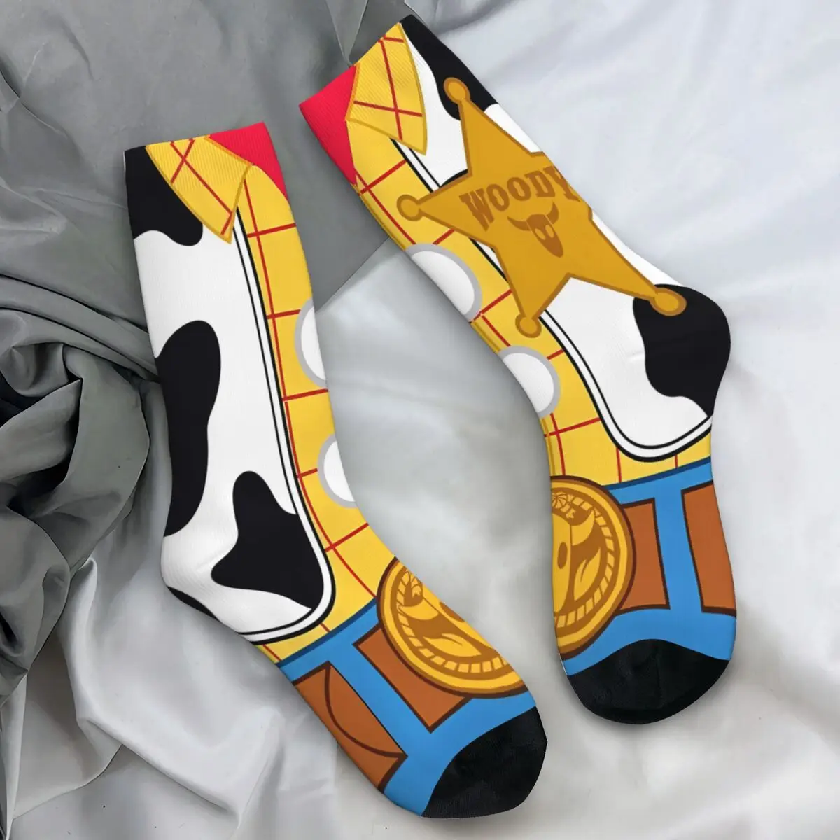 

Toy Story Woody Outfit Stockings Design Novelty Socks Autumn Non Skid Socks Men's Cycling Medium Soft Socks