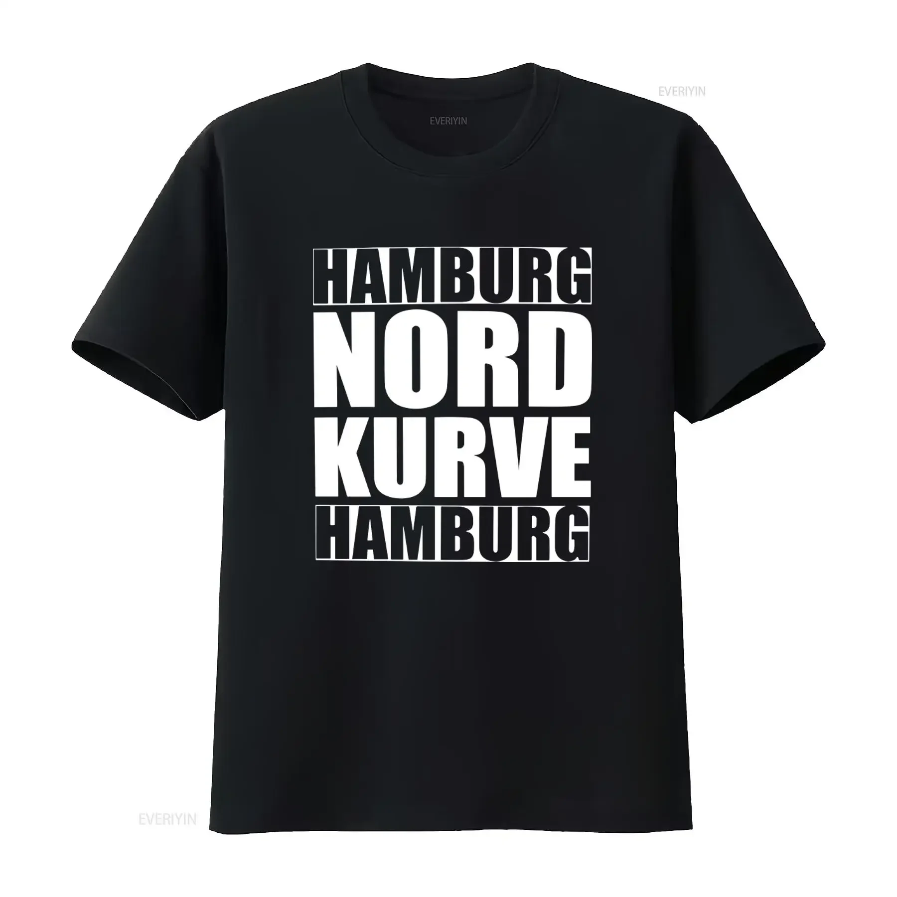 Hamburg Nordkurve Herren-T-Shirt mit stilvollem Aufdruck für Männer, Vintage-Waschung, Unisex, leicht vielseitig, lässig, mit Grafik