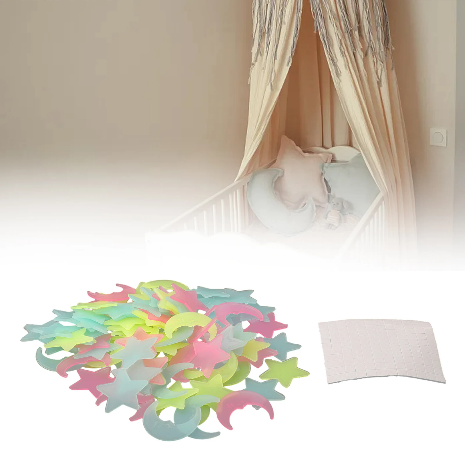 100PC Stickers Fun 100PCS Glow In The Dark 100Pcs Kids 100Pcs Pack Luminous Wall Fluorescent Moons 100pcs Night