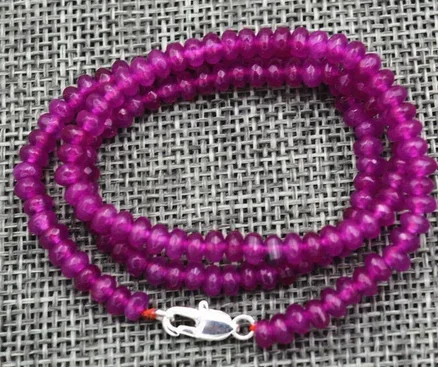 

New 2x4mm Faceted rose ruby Handmade Gemstone necklace 18"