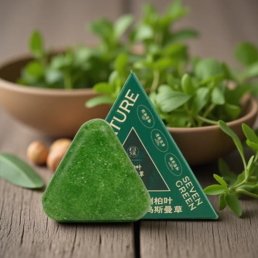 

120g Seven green Cypress Leaf Usman Grass Shampoo Soap Gentle Shampoo Nourishing Oil Control Itching Shampoo Soap Cleanses Scalp