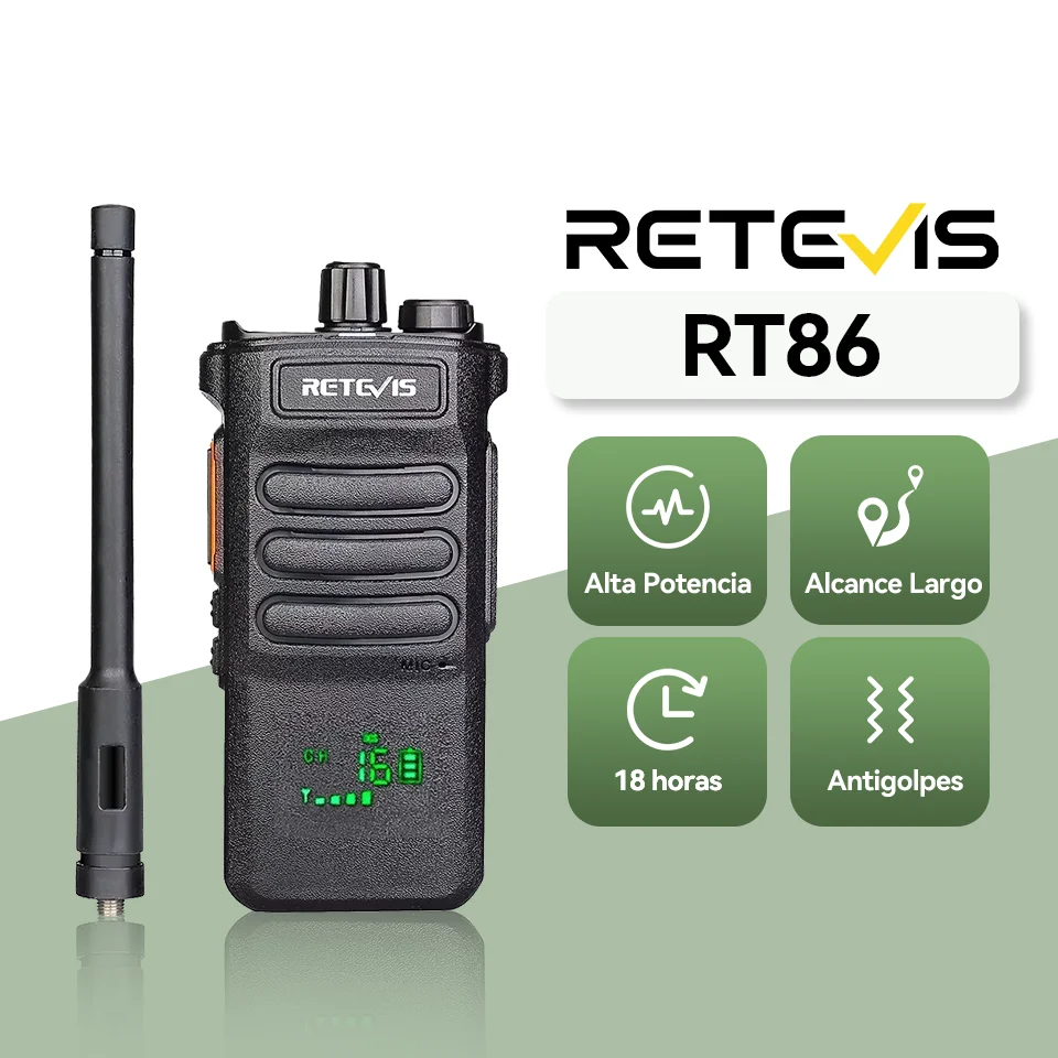 Retevis RT86 Walkie Talkie Radio bidireccional profesional Walkie Talkie de largo alcance Radio de comunicación  para negocios al aire libre