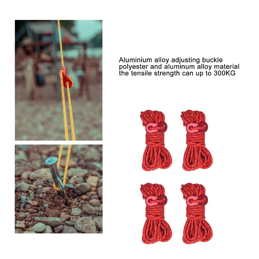 

10Pcs Durable 4mm Reflective Tent Rope High Strength Lightweight Camping Rope Nylon Camping Cord Camping Hammocks