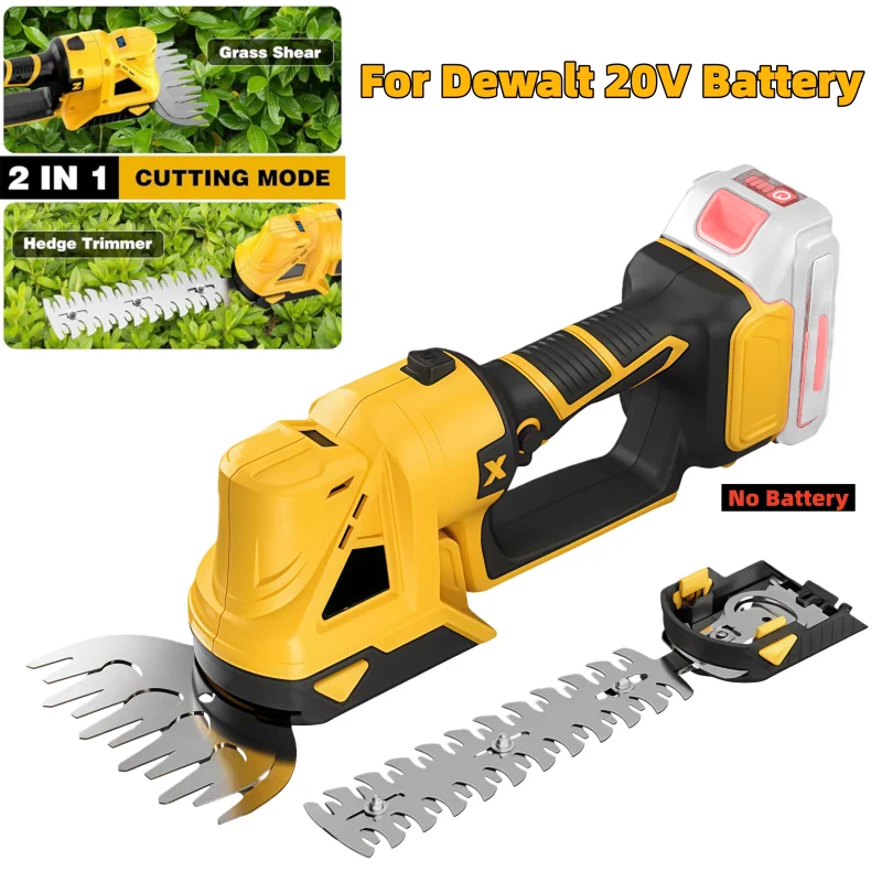 Brushless 2‑in‑1 Hedge Trimmer Grass Cutter For DeWalt 20V Battery, Cordless Electric Pruner for Yard Garden Maintenance
