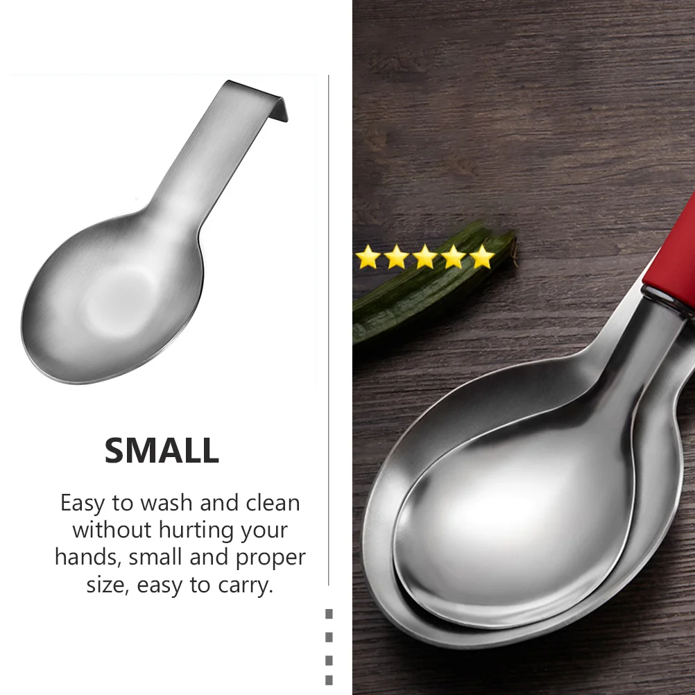

Stainless Steel Spoon Tray Compact Scoop Holder Small Delicate Rest Kitchen Counter Household Dinner Silver Metal Spoon Rest
