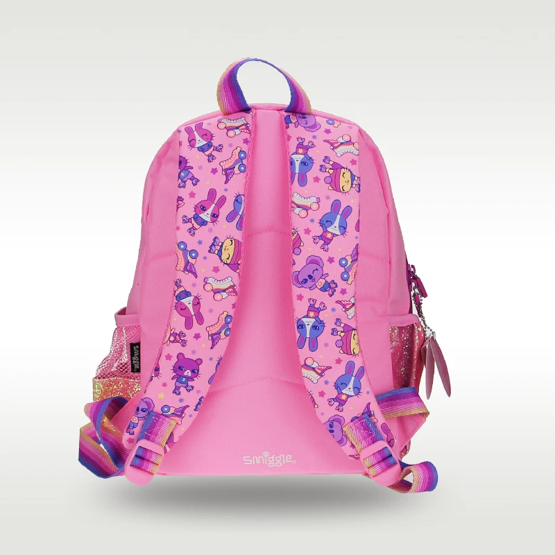 Bolsa Escolar original de Australia Smiggle para niños, bolso de felpa de conejo púrpura bonito de alta calidad para niñas de 3 a 6 años, 14 pulgadas