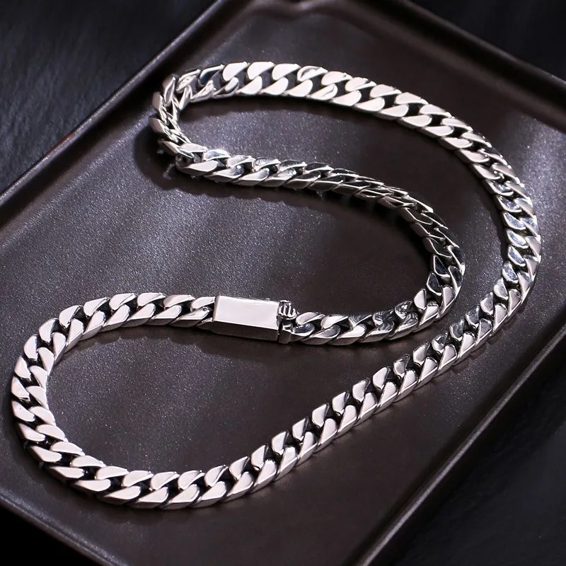 100% Solid S925 Sterling Silver Necklace For Men Women Punk Couple Jewelry S925 Silver Chains Original Certified Jewelry Gift