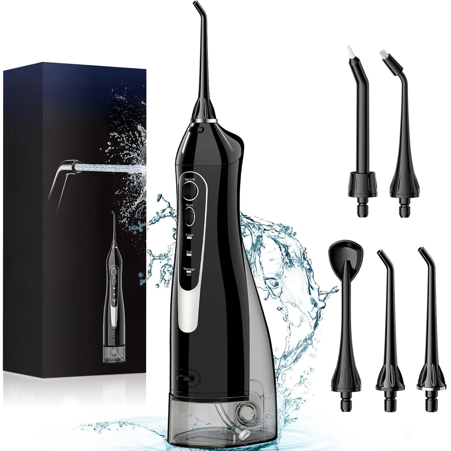 

Water Dental Flosser Teeth Pick: Portable Cordless Oral Irrigator 300ML Rechargeable Travel Irrigation Cleaner IPX7