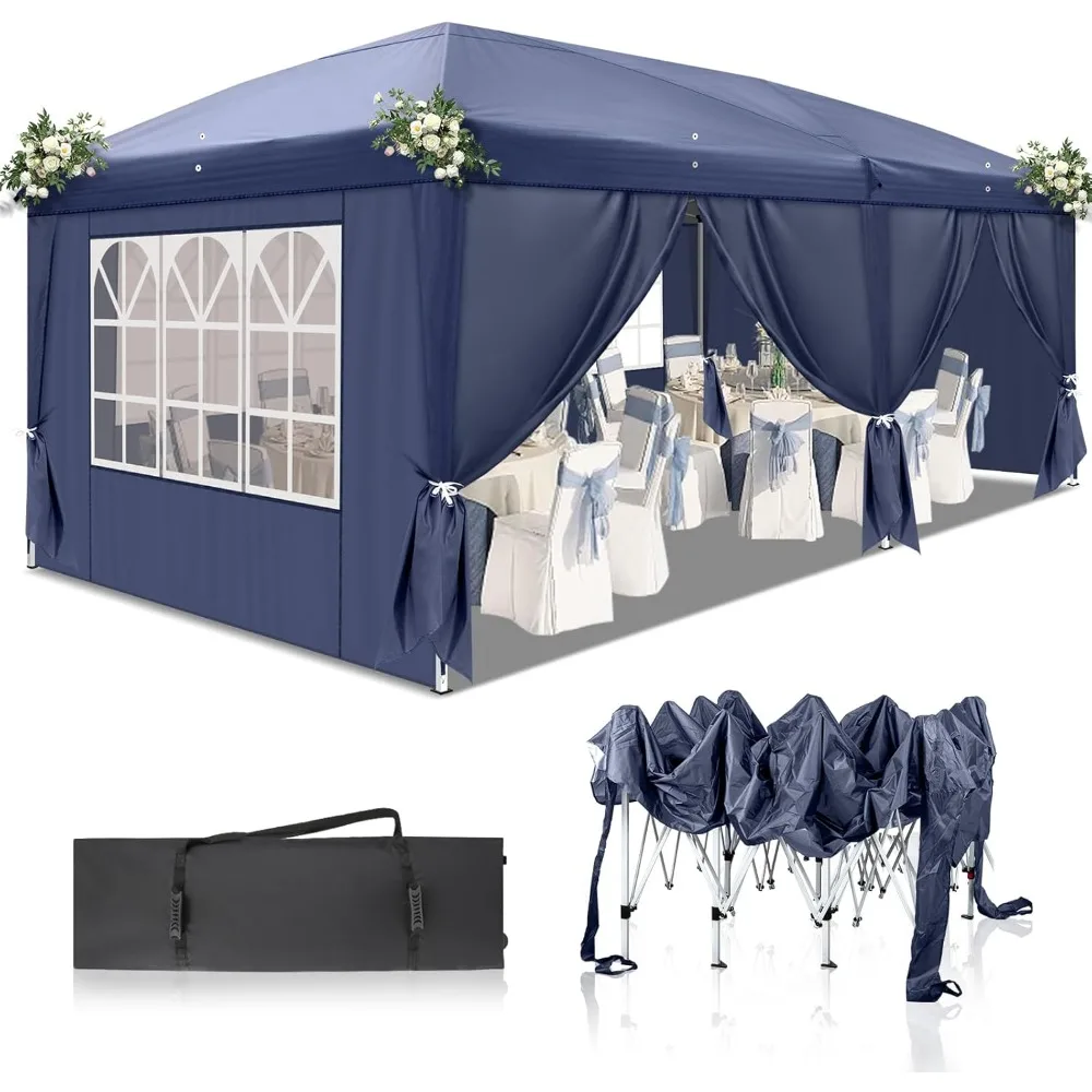 Tenda a baldacchino pop-up 10x20 resistente con 6 pareti laterali Tenda per feste all'aperto commerciale Tende per matrimoni per eventi Gazebo a baldacchino istantaneo