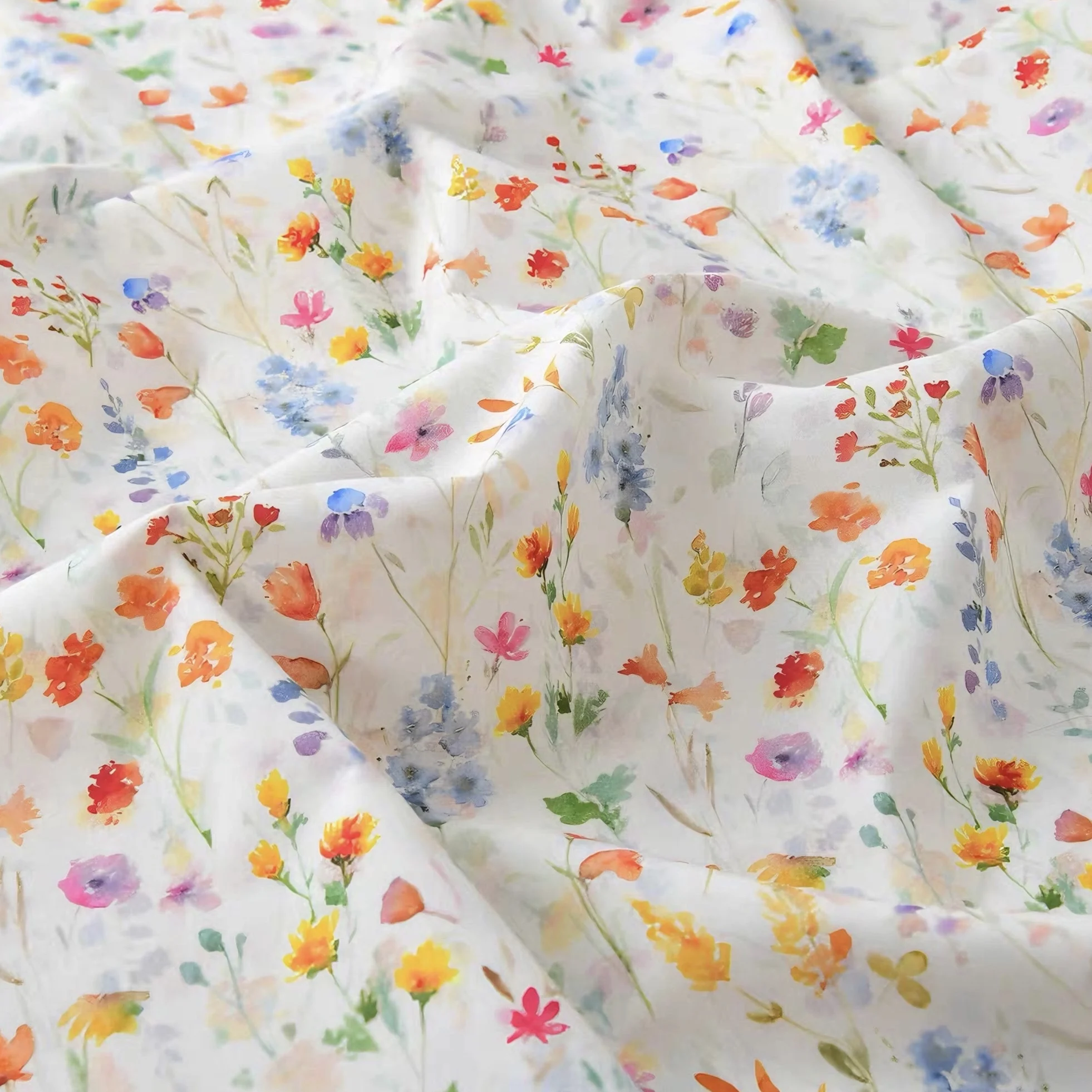 145x50cm 100% Cotton Digital Printed Fabric with Watercolor Painting for Sewing Home Clothing Pajamas Handmade DIY Fabric