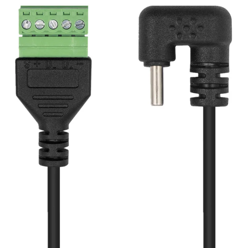 USB 2.0 Type-c Male U angle to 5 Pin Way Female Bolt Screw Shield terminals Pluggable Type Adapter cable 0.3m