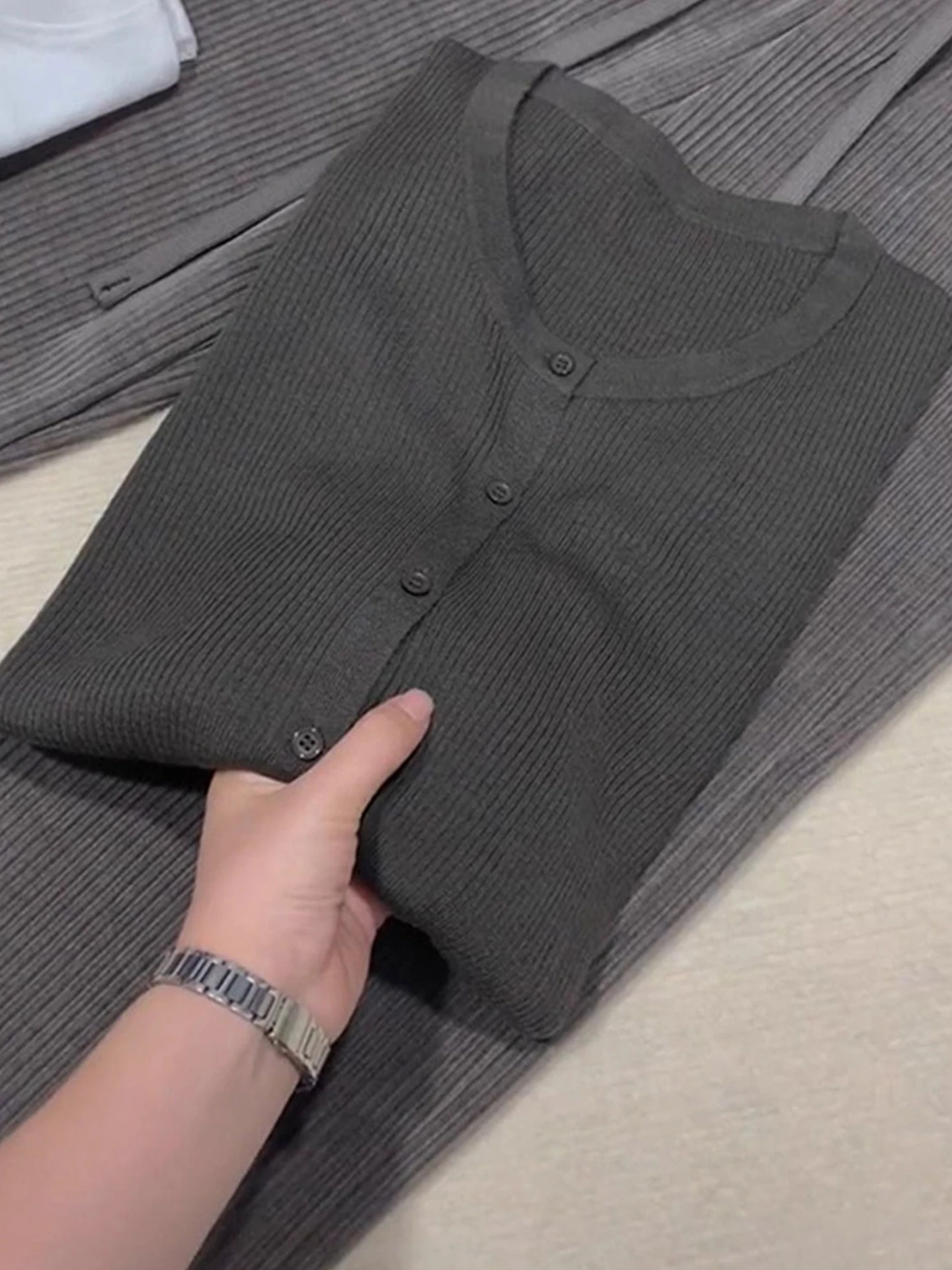 

Ele Color круглый Ne вязаный открытый кардиган для похудения Long Sve Base irt уникальный дизайн для поездок на работу Sle Autumn Faion