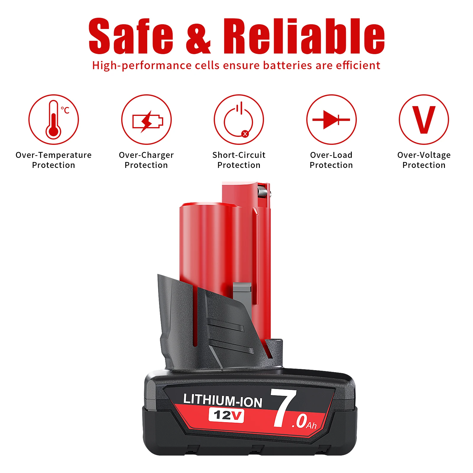 For Milwaukee M12 Rechargeable Battery 7000mAh For 12V Cordless Tools 48-11-2402 48-11-2411 48-11-2401 MIL-12A-LI 7.0Ah Battery