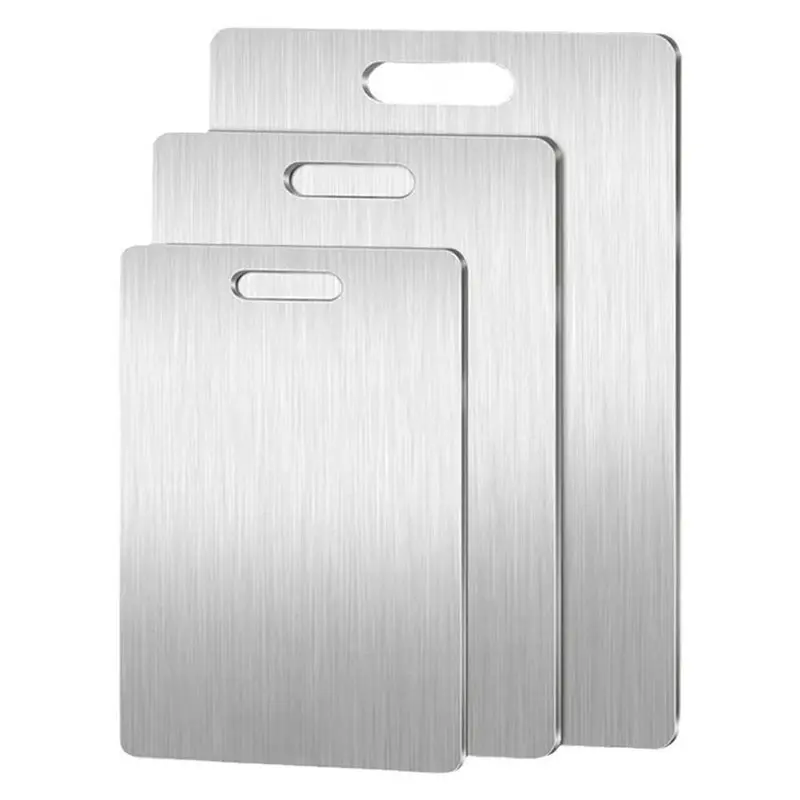 

ABLJ Hygienic Stainless Steel Cutting Board Set 3Pcs Premium Rustproof Dishwasher Safe Kitchen Essential