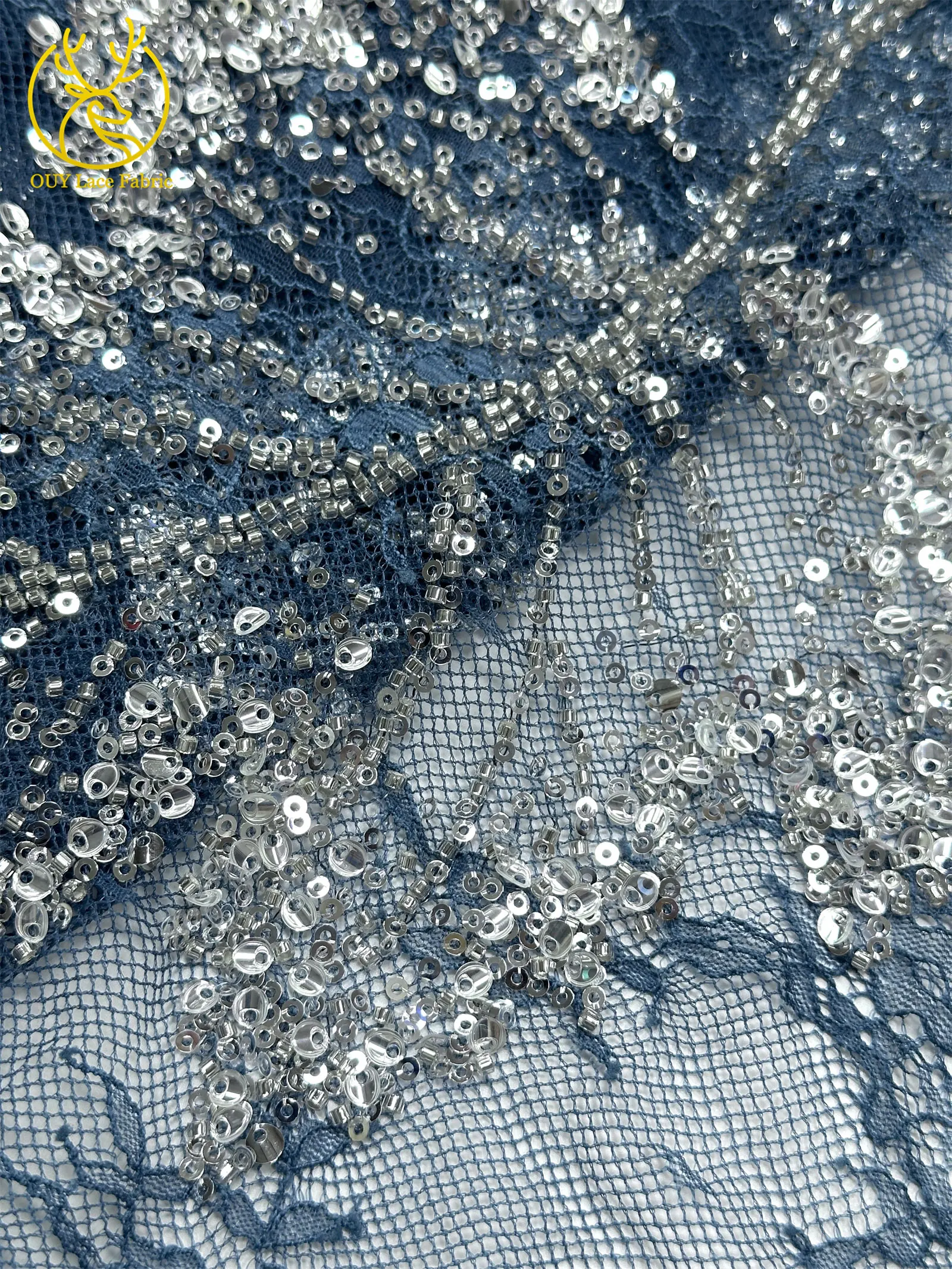 Weinroter afrikanischer bestickter Perlen-Spitzenstoff, 5 Yards, französisches Blattmuster, Pailletten-Tüll-Spitzenstoff für Hochzeits- und Partykleider – Detail 28