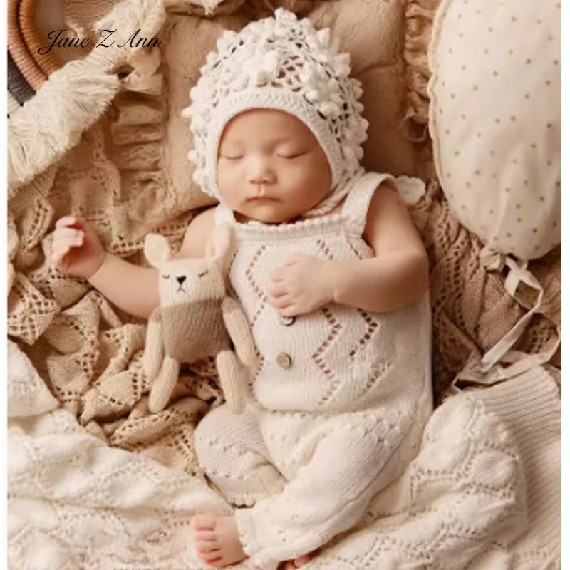 Newborn baby handmade white hat clothes doll cute ins style studio home shooting outfits props