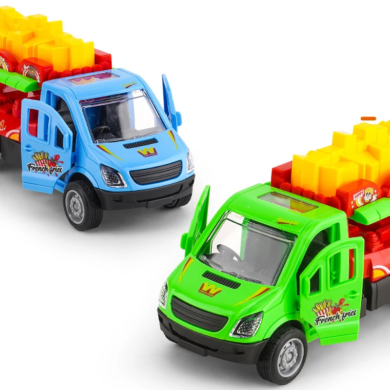 Crianças batatas fritas puxar para trás carro brinquedos educativos simulação batatas fritas caminhão de comida rápida brinquedo inércia carro mini jogar casa brinquedo presente