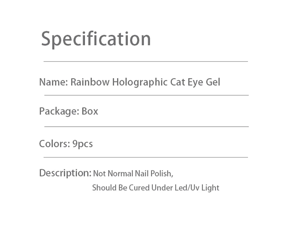 Vendeeni 9 Farben Magnetischer Regenbogen-Katzenaugen-Gel-Nagellack Nagelkunst Glitzer Laser Magnetischer UV-Gel-Lack Auroras Gel-Lack – Detail 15