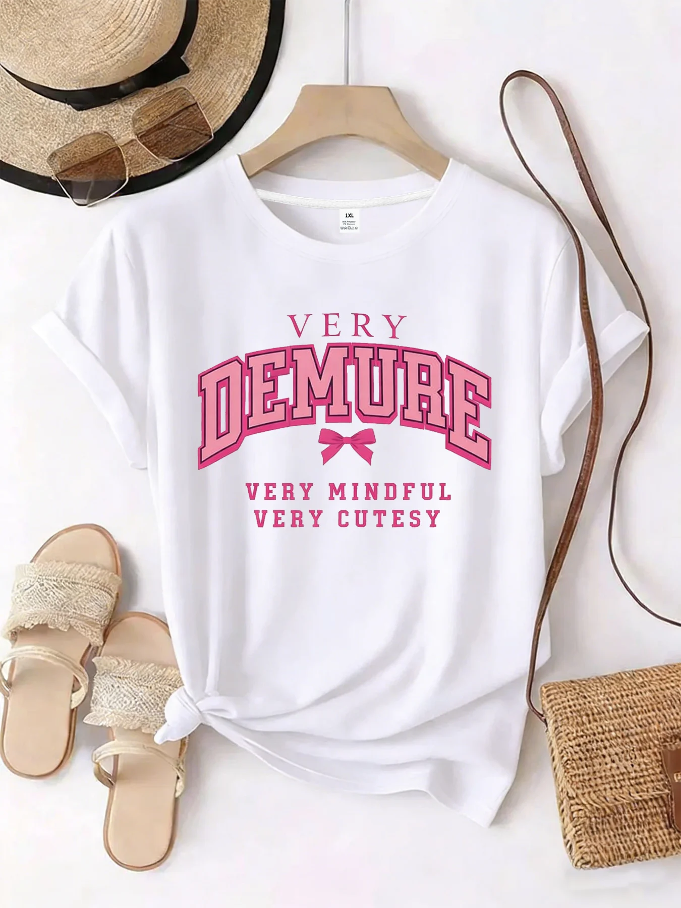 

【WZM101319】English letter printed plus size women's round neck summer casual short sleeved street fashion versatile T-shirt