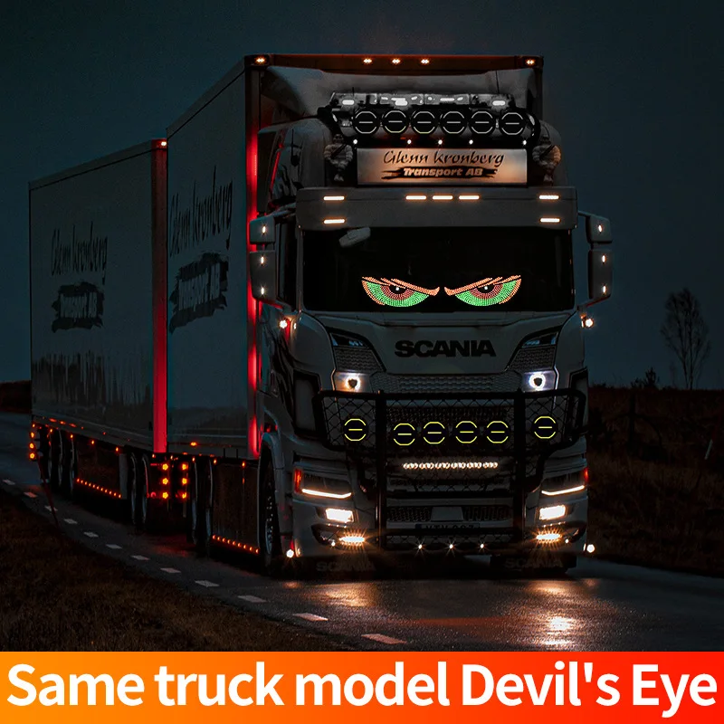 Universal Car Rear Windshield Devil Eyes LED Light USB Plug Play High Bright Warning Sticker 11 Dynamic Modes For All Vehicles