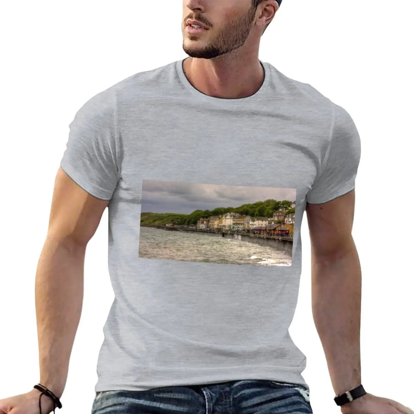 A Grey Day in Filey T-Shirt summer top kawaii clothes tshirts for men