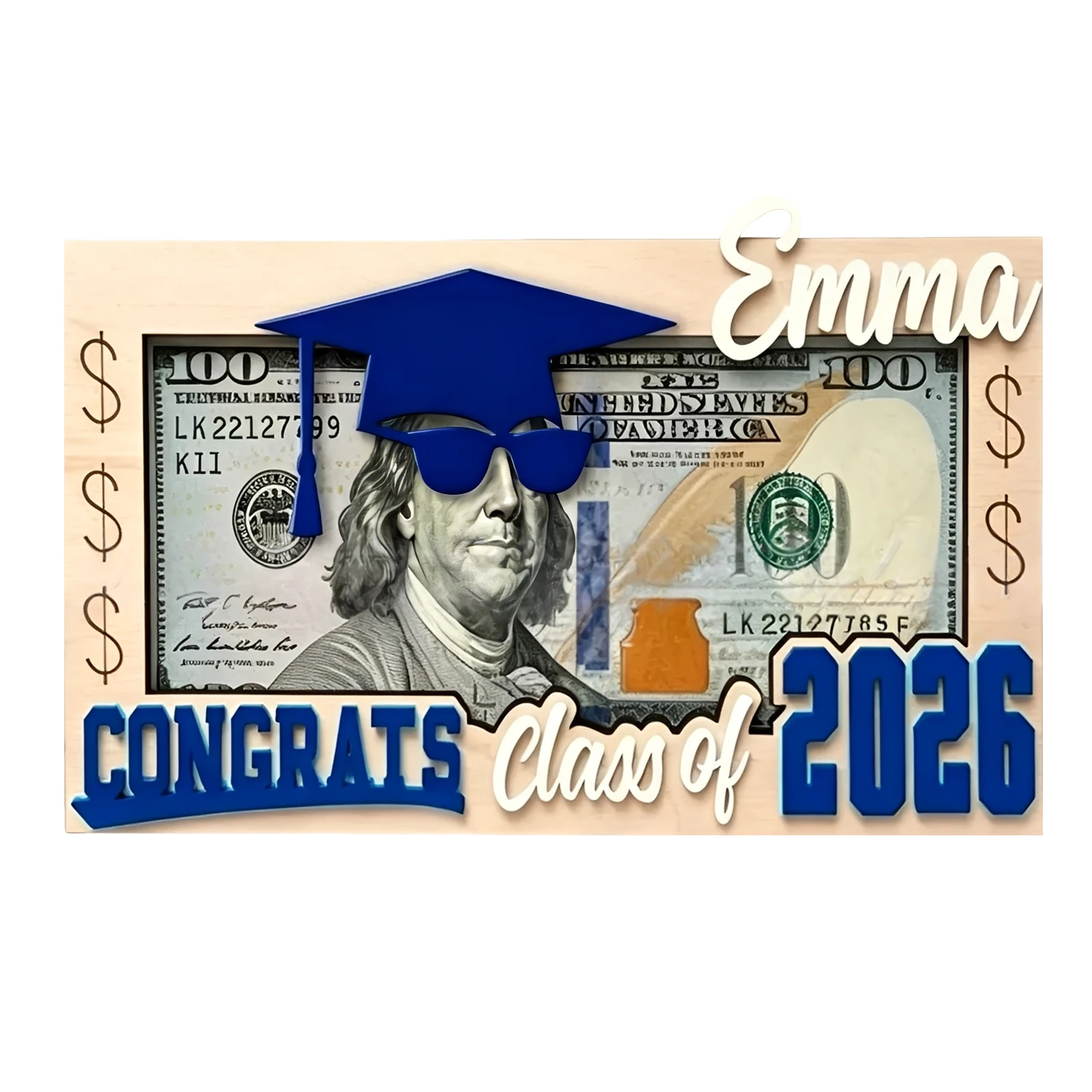 Graduation Money Holder Multi-Purpose Wooden Money Box Graduation Cash Gift Holder for Graduation Parties/High & College