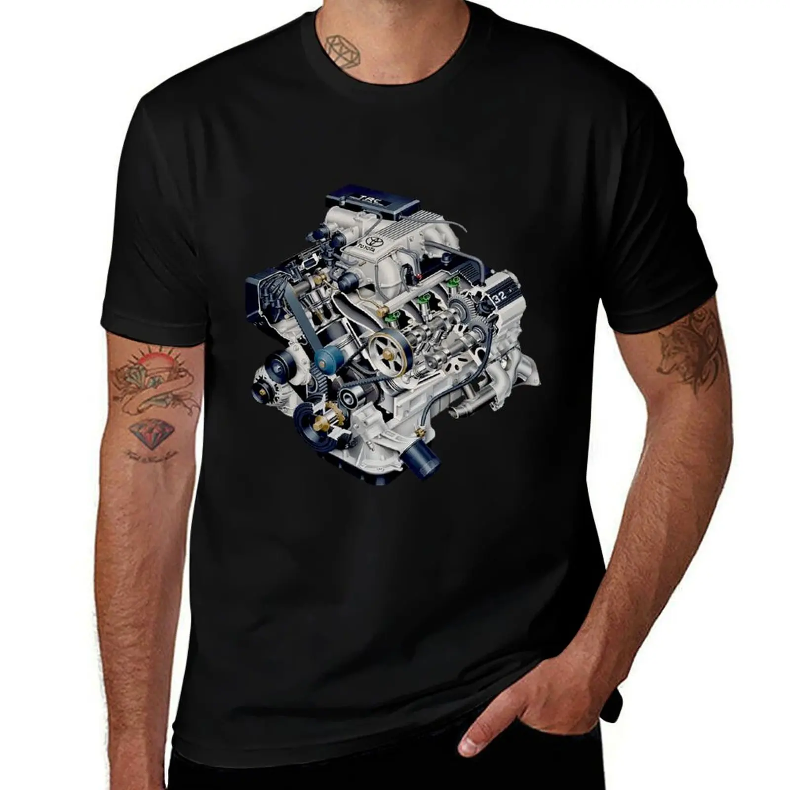 Футболка с принтом 1UZ-FE Engine, повседневная, с коротким рукавом, для фестивалей