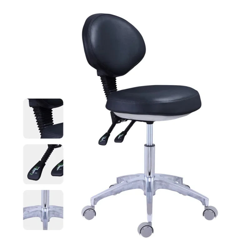 Tabouret Dentaire Ergonomique en Cuir avec Dossier Réglable, Chaise Assistante de Médecin, Instrument Médical, Nouveau Design Expresse