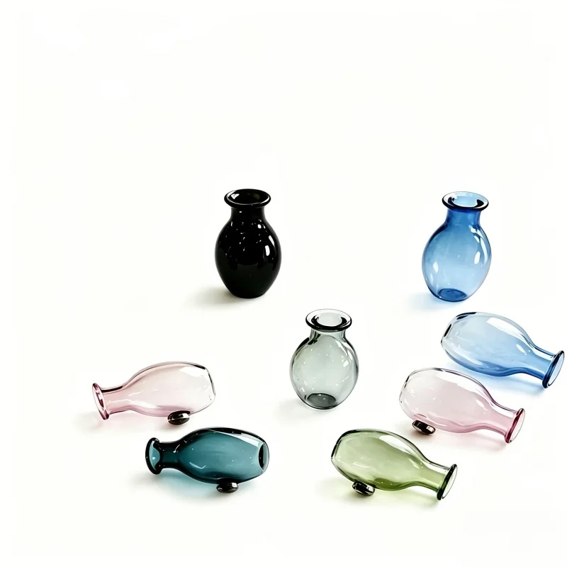 Random Color 3Pcs/5Pcs Glass Mini Fridge And Furniture Decoration, Vibrant Colors, Oval Shatterproof Design