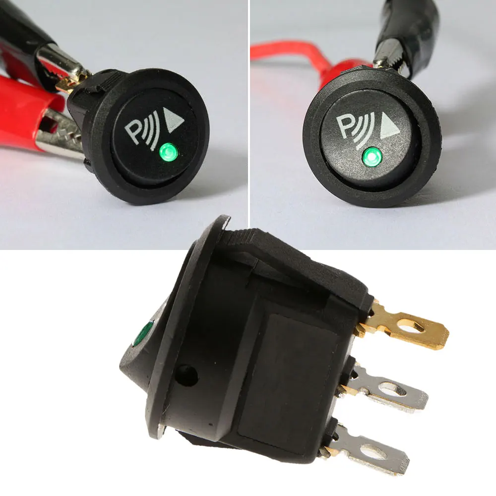 

Black Plastic Round 3 Pin Rocker / Parking Off Switch Front Rear Walking Sensor Interior Parts Universal Car Tuning Accessories