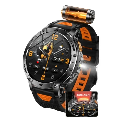 1400mAh Large Battery Military Smart Watch Men 1.7"HD Bluetooth Call 10ATM Waterproof LED Flash SOS Health Monitor Sport Watches