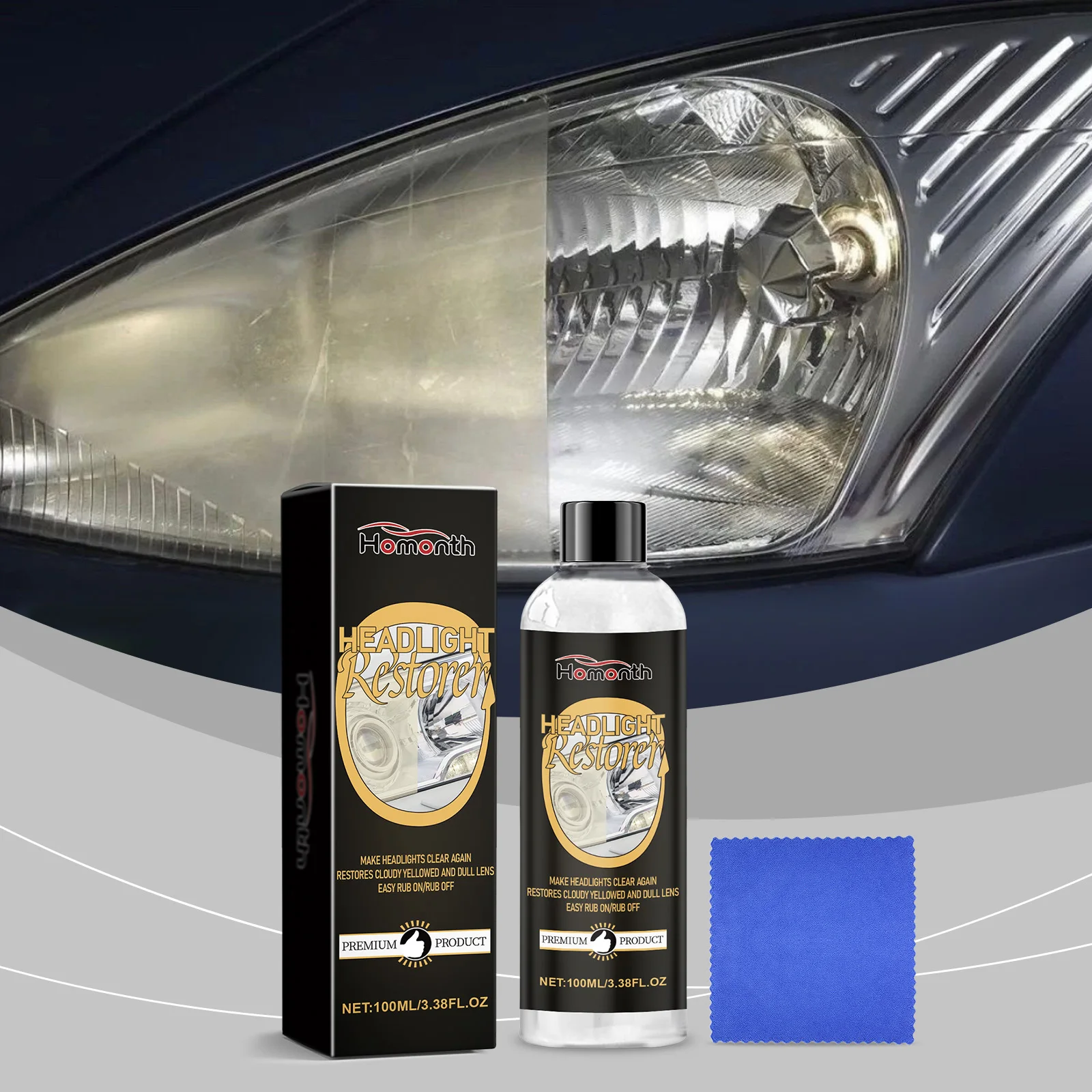 Auto Headlight Restoration & Polishing Kit Refurbishment Coating Maintenance Brightening Lamp Care Kit