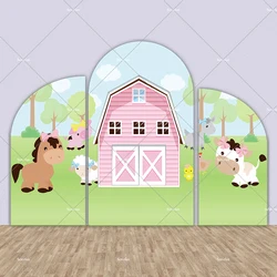 Arched Wall Background Baby Cartoon Rural Farm Filed Windmill Birthday Round Cover Poster Photographic Backdrops Photo Studio