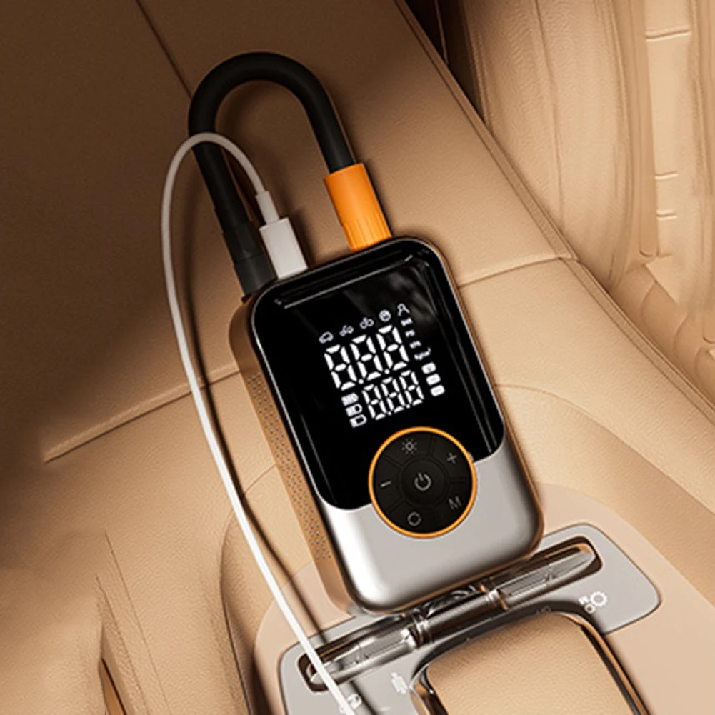 مضخة هواء محمولة لضاغط الهواء مع شاشة LED مضخة نفخ الإطارات للدراجات النارية الكهربائية