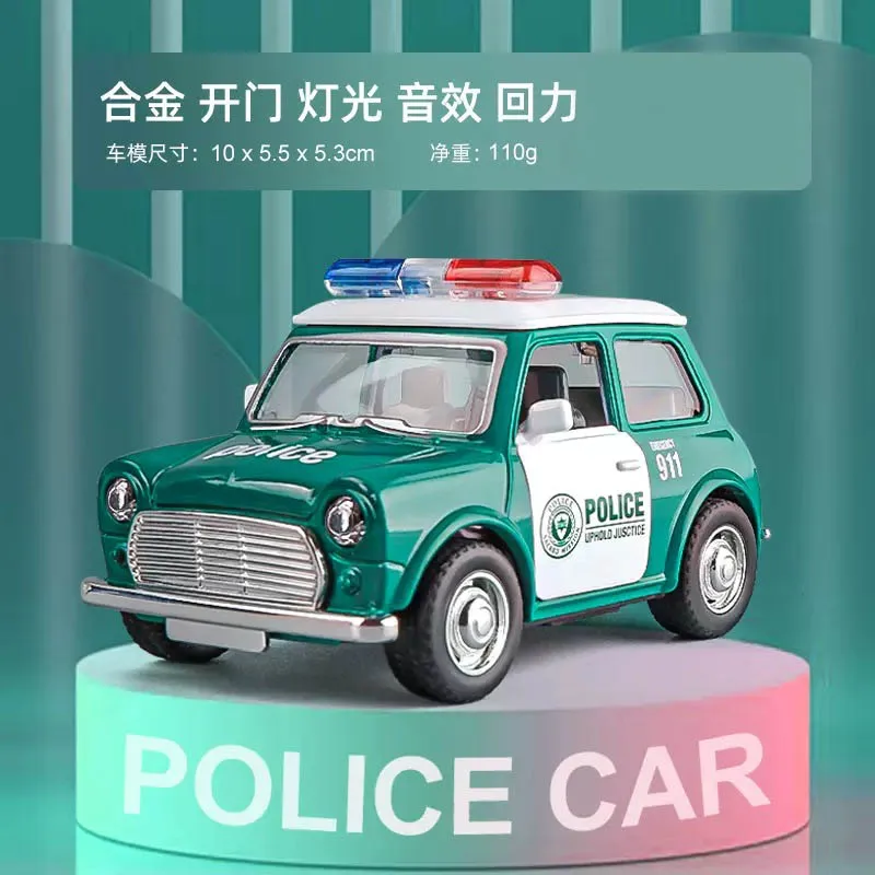 어린이 관성 자동차 장난감 소리 조명이있는 합금 경찰 차량 자동차 모델 어린이 자동차 장난감 운송 차량을 당깁니다.