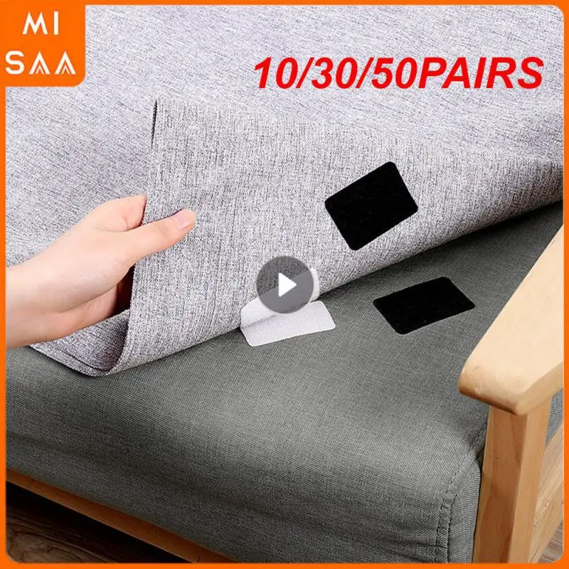 10/30/50PAIRS Self Adhesive Hook Reusable Anti Slip Temperature Houseware Hook And Fastener Anti Slip Mat Pads