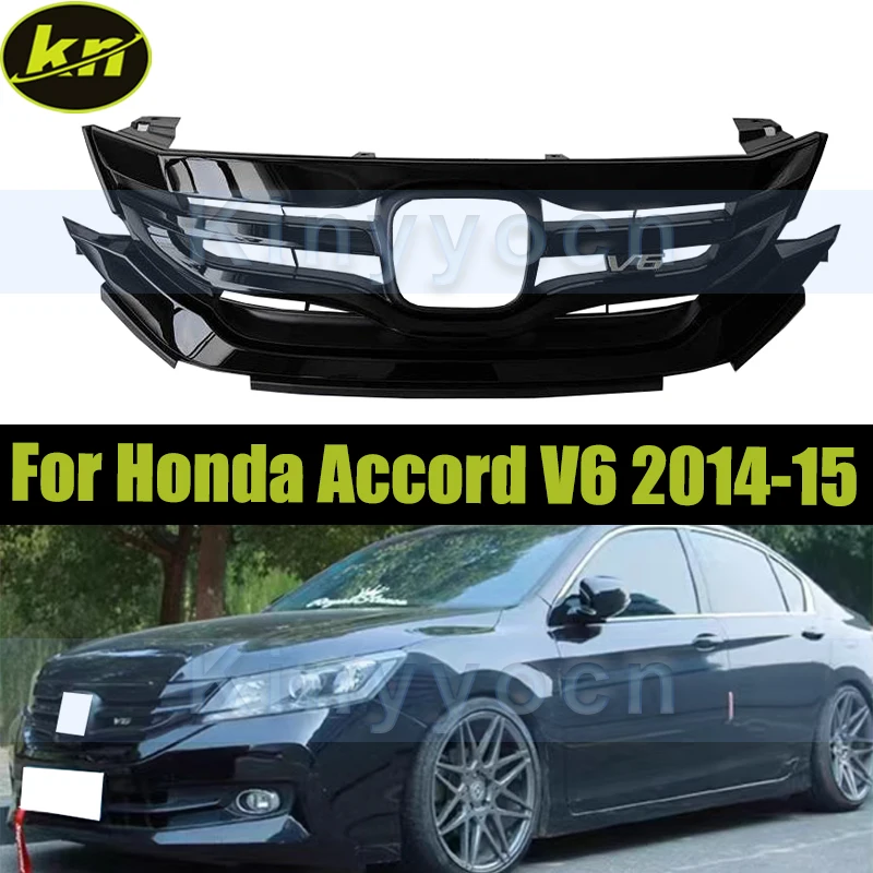 

Черная решетка капота переднего бампера автомобиля для Honda Accord V6 2014-2015, верхняя решетка переднего бампера