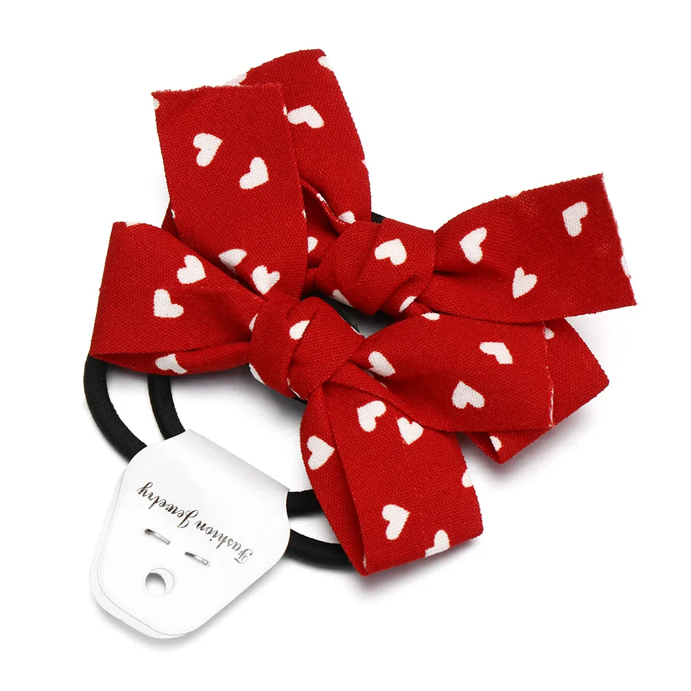 

2pcs/set Girls Wave Point Red Bowknot Double Horsetail Hair Rope Headwear Head Rope