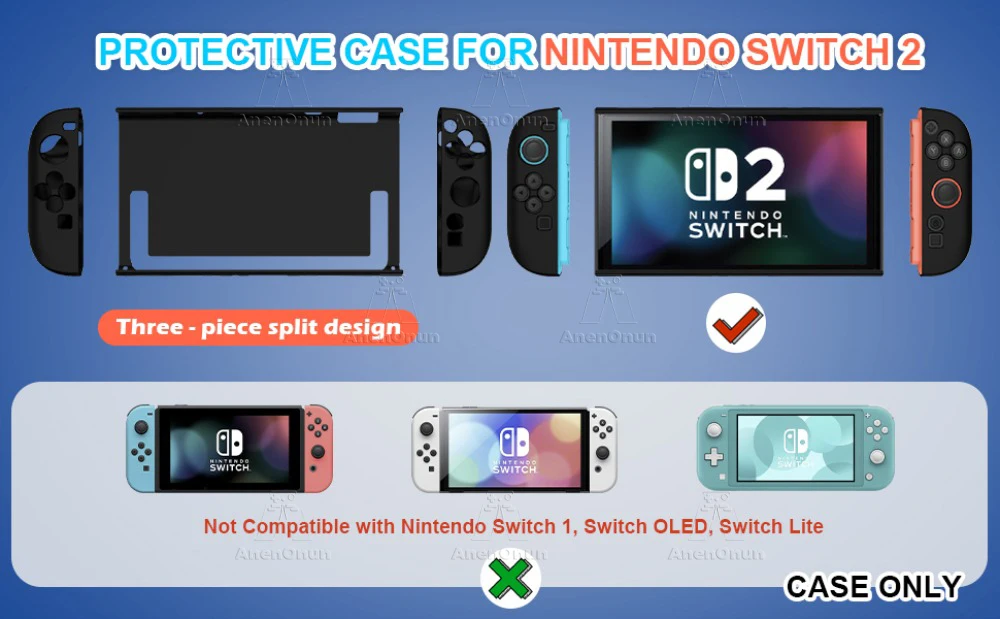 Geteilte TPU+PC Dockbare Hülle für Switch 2 Stoßfest Kratzfest Rutschfester Griff Rundumschutz Langlebige Weiche Schale – Detail 1