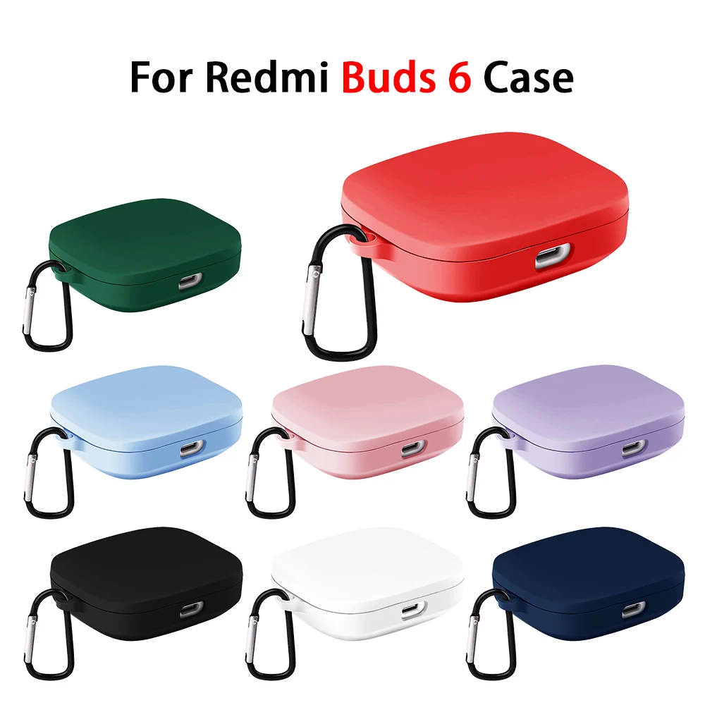 Capa de silicone macio para redmi buds 6 casos fone de ouvido sem fio capa para xiaomi redmi buds6 capas com gancho acessórios