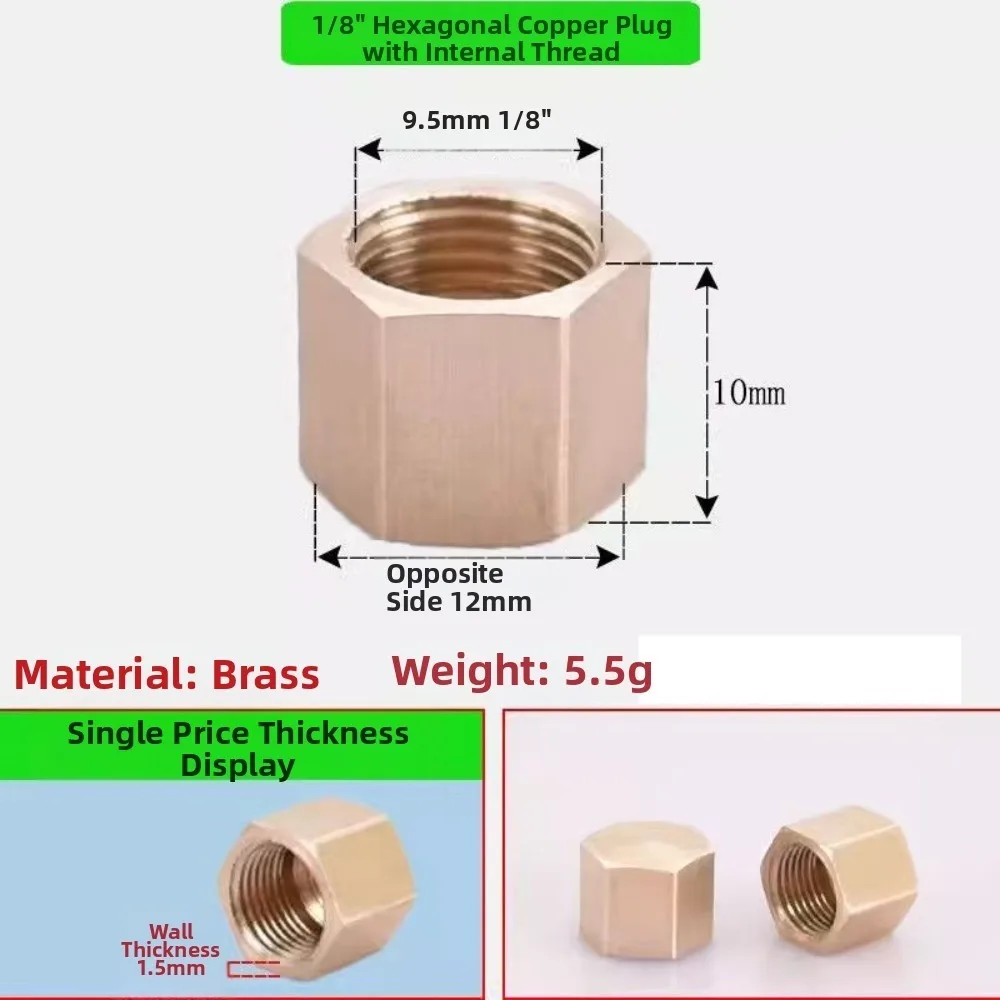 

Brass Threaded Pipe Plug Threaded Hex Head Blind Stopper Pressure Resistant Corrosion Resistant Pipe Connector Plumbing Fitting