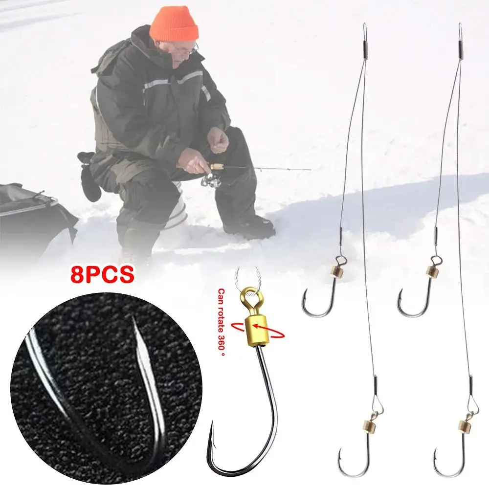 10/23cm Fishing Lead Line Hook Rolling Swivels Stainless Steel String Anti-bite Thread Rope Wire Leash High Carbon