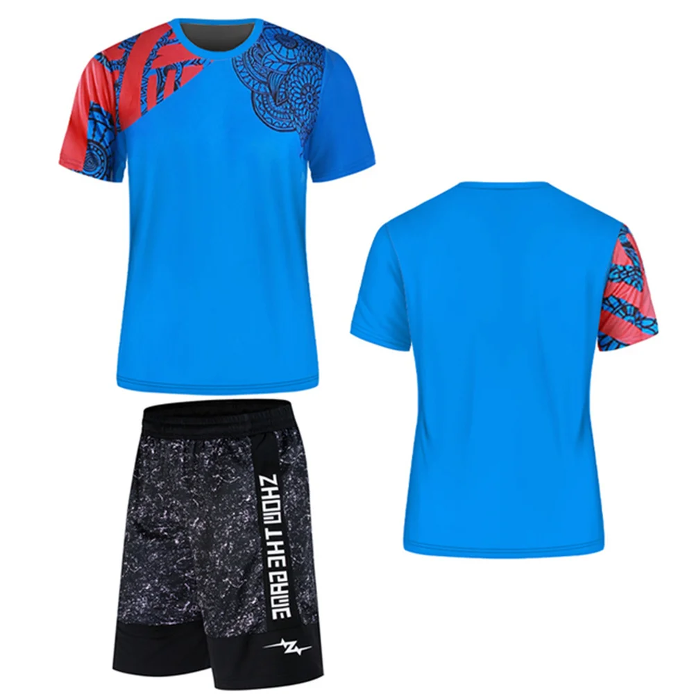 New Summer Men's Sweatshirt Set Badminton Tshirt And Shorts Set Sports T-shirt For Running Tennis Shirt And Pants Set Breathable - view 4