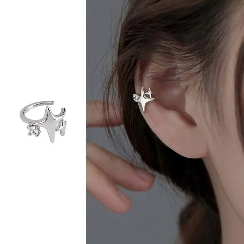 Korean Crystal Clip Earrings For Women Zircon Star Without Hole Jewelry Fake Earrings Single Ear Bone Clip Earings Ear Cuffs image 2