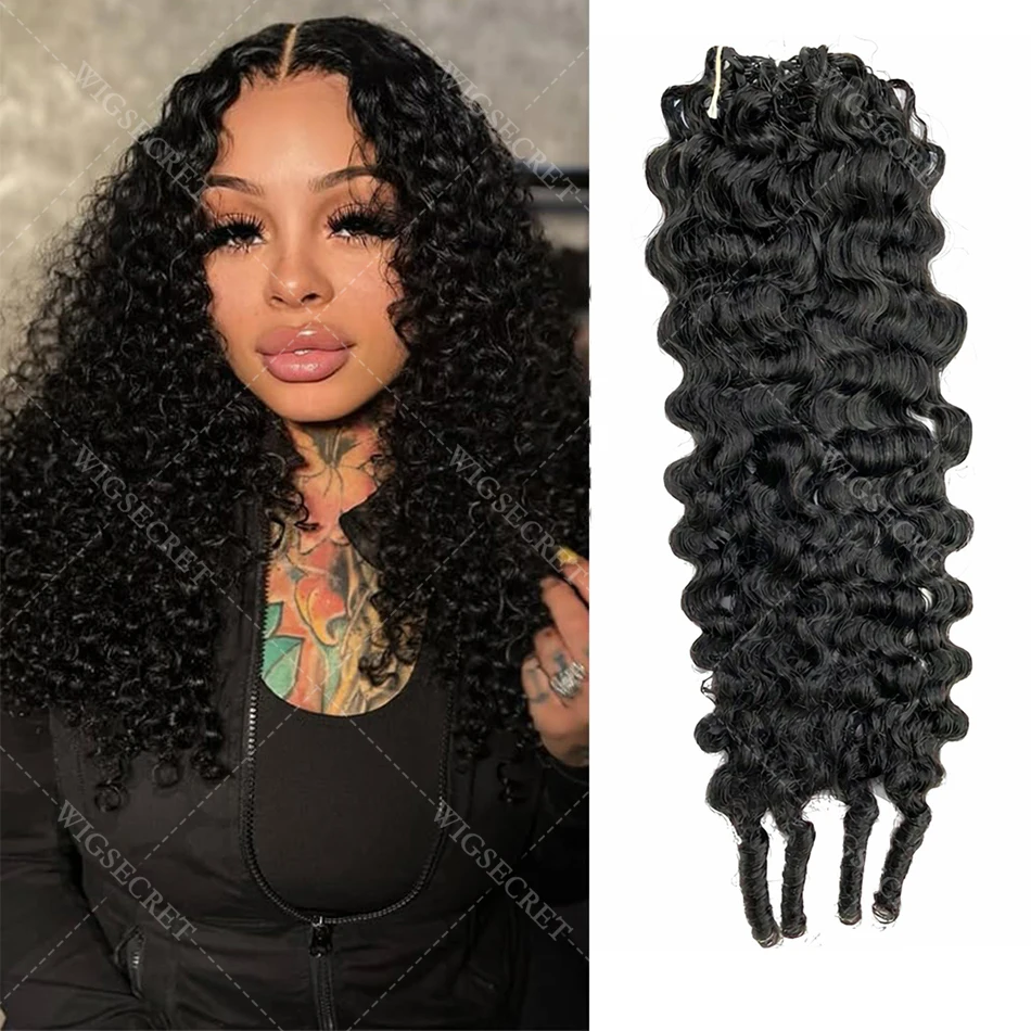 

Pre Separated Burmese Curly Feather Crochet Human Hair Invisible Knotless Bundles Deep Curly 100% Human Hair For Boho Extension