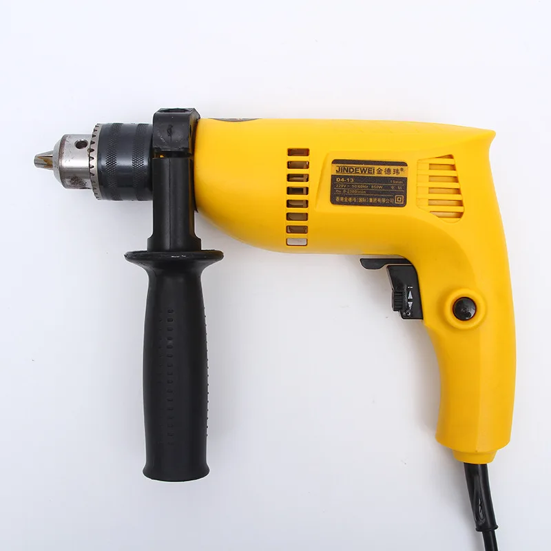 Industrial Wood Drilling Power Tool Multifunctional Impact Drill  Adjustable Speed Torque Electrical Drill Yellow D4-10