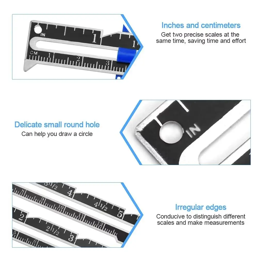 Crafting Hemming Measuring Sewing Measuring Tool Metal Fixed-Edge Sliding Gauge Fabric Quilting Ruler Quilting