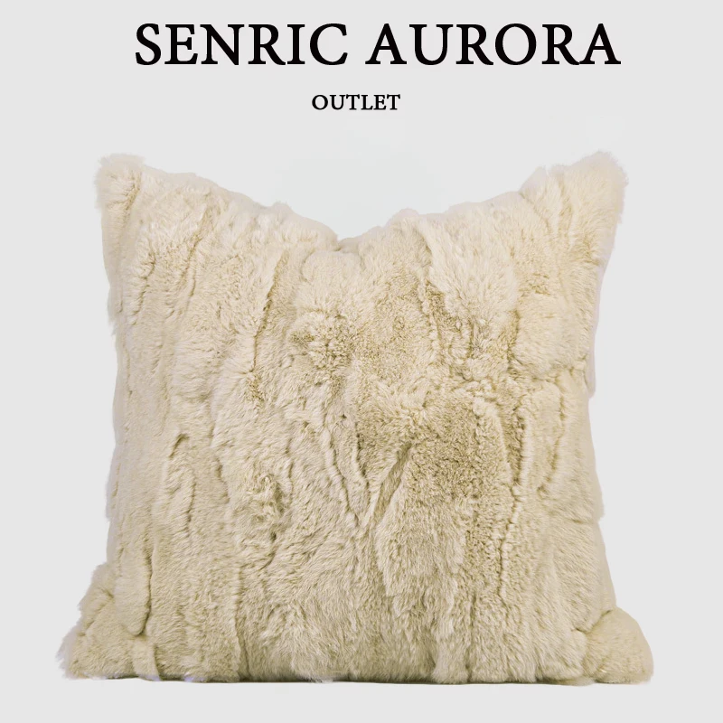 

Luxury Cushion Cover 30x50 45x45cm Beige Otter Rabbit Fur Pillow Case For Home Hotel Bed Living Room Sofa