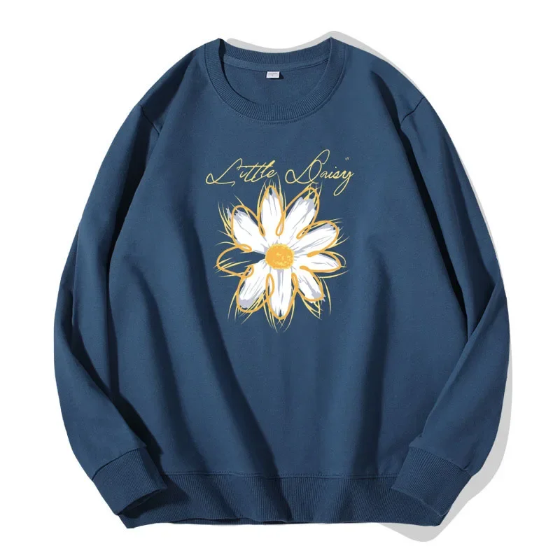 Spring Autumn Women Casual Clothes Fashion Pullover Chrysanthemum Flowers Print Sweatshirt Girl Pure Cotton Hoodies